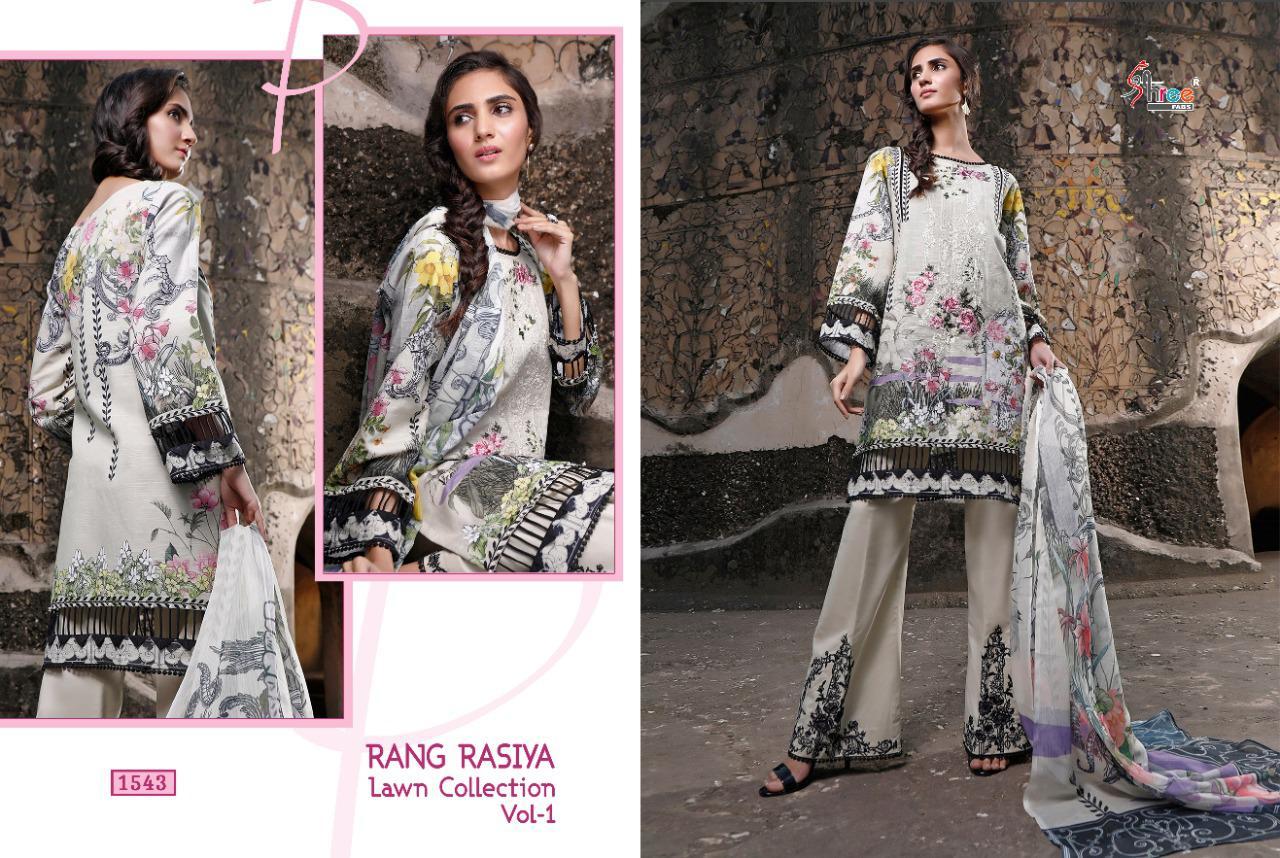 Multi Color Shree Fabs Rang Rasiya Lawn Collection Vol 1 Cotton Karachi Print With Work Dress Material Catalog