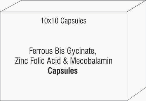 फेरस बिस गाइसिनेट जिंक फोलिक एसिड और मेकोबालामिन कैप्सूल