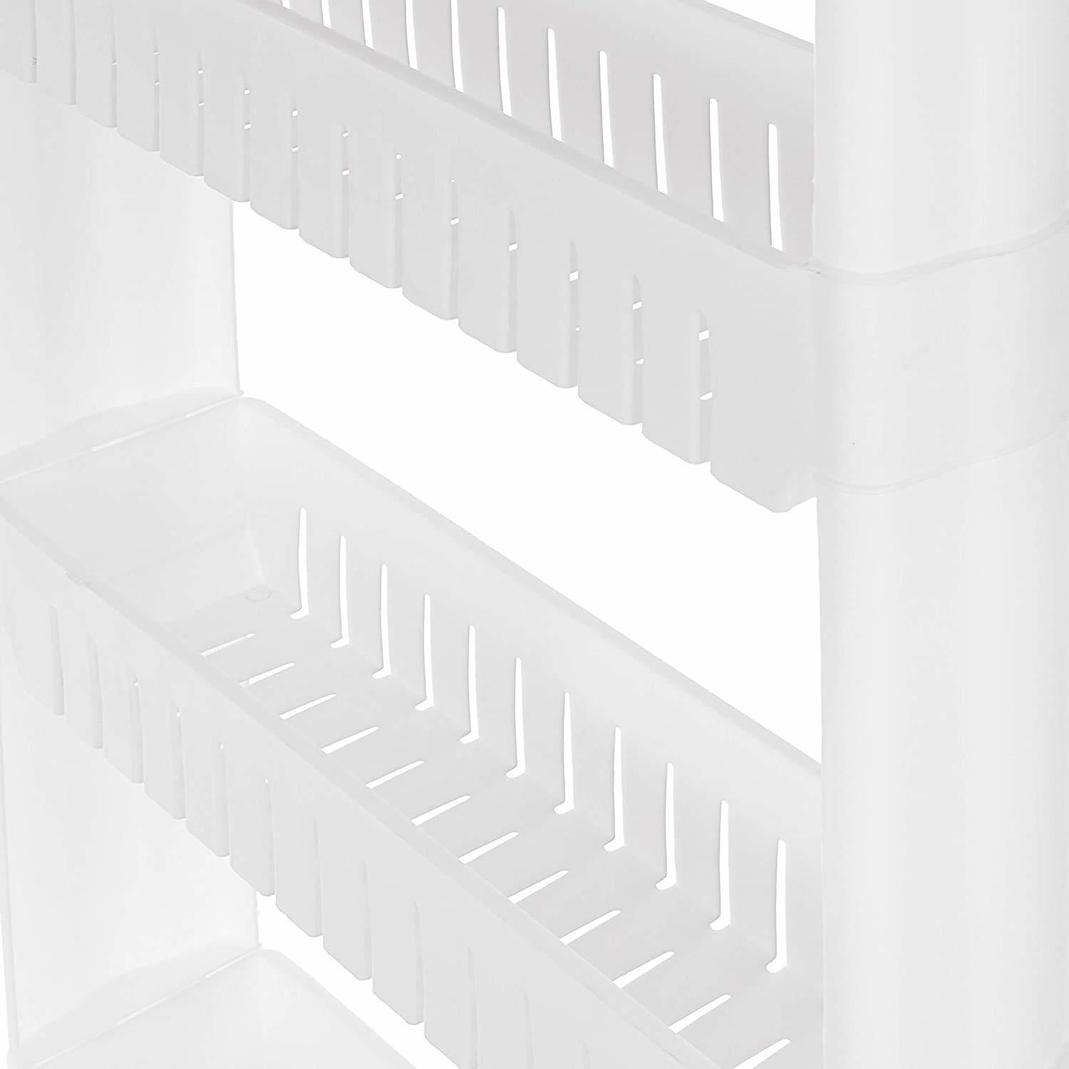 2 Tier Kitchen Storage Rack - Abs Plastic & Stainless Steel, 32x22x38 Cm, White Silver, Multi-layer Storage, Wheels, Rust Proof