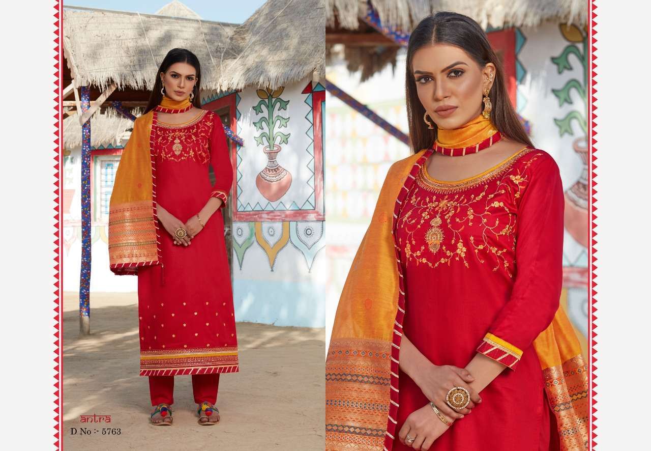 Kessi Raj Gharana Vol 2 - Jam Silk Dress Material With Khatli Embroidery, Multi Color | All Season Ethnic Wear, Washable & Dry Clean Only