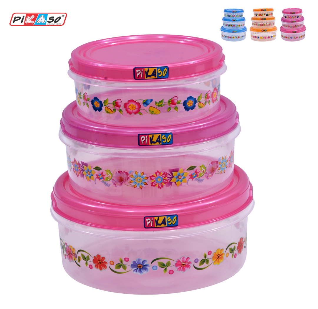 Food Keeper 1500 - Polypropylene, 7x3x6.5 Inch, Pink, Blue, Orange | 100% Air Tight, Refrigerator & Dishwasher Safe, Healthy, Nontoxic