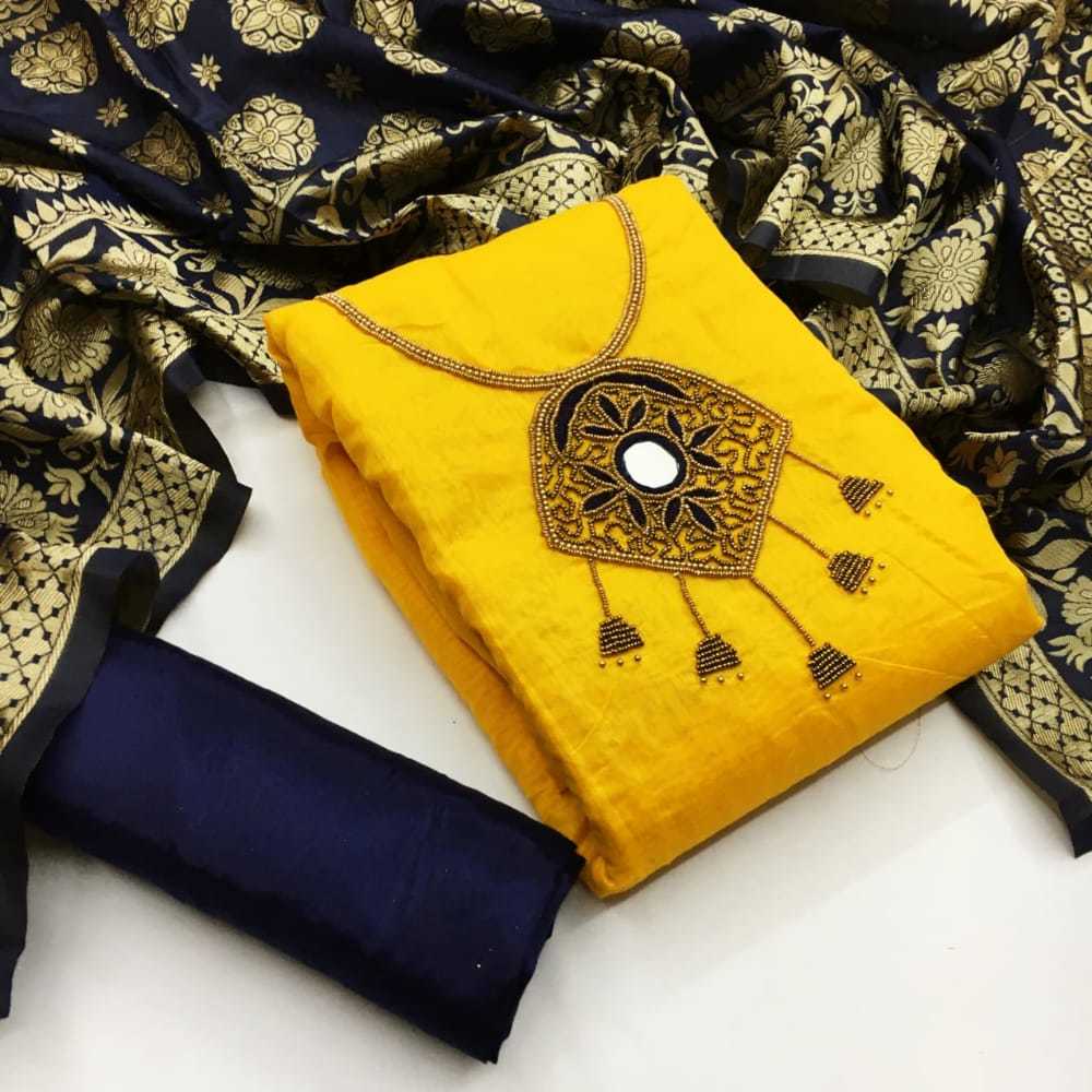 Exclusive Semi Modal & Santoons Dress Material Suit For Women - 2 Mtr Top & Bottom, Multi-color, Embroidered Hand Work, Free Size Semi-stitched, Ethnic Indian Style