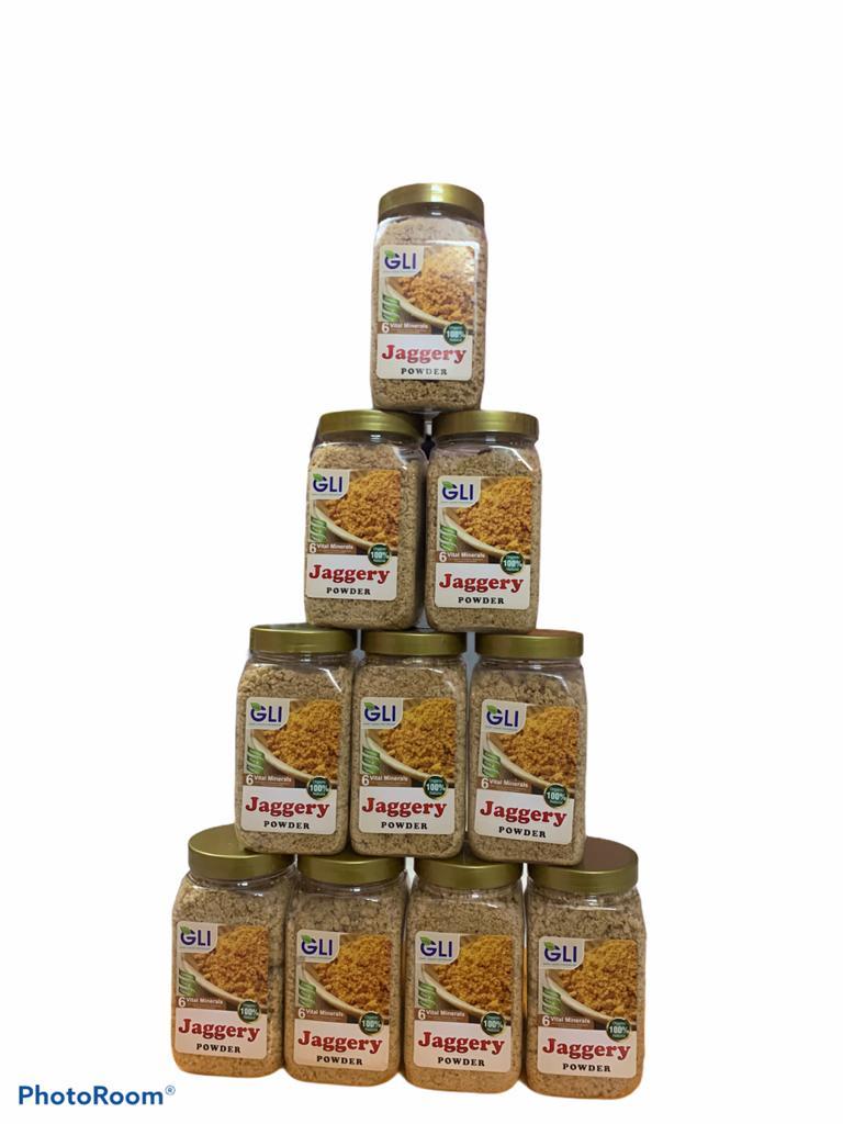 Sugarcane Jaggery Powder - 500 Grams Mason Jar | Organic, Chemical-free, 100% Fine, Sweet Aroma, 12-month Shelf Life
