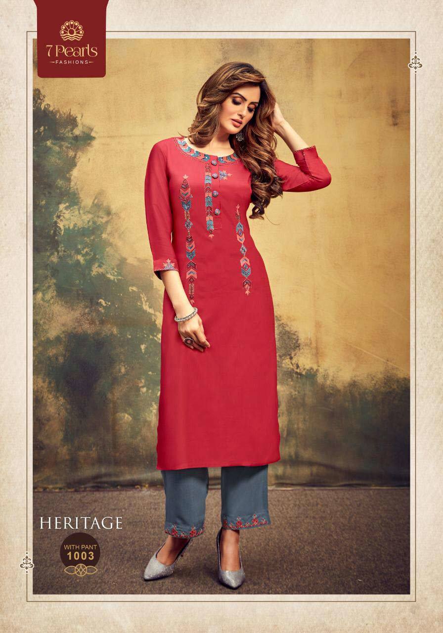 Dry Cleaning Heritage Pure Viscose Fabric With Hand Work Kurtis