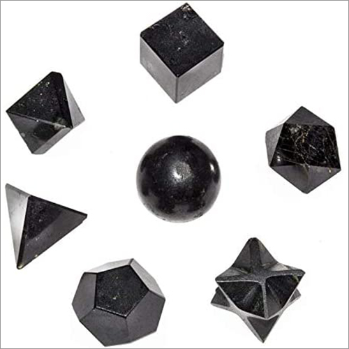 Black Tourmaline Agate Geometry Set - 1 Inch, Carved and Polished Finish | Ideal Business Gift Weighing 20-25 Grams