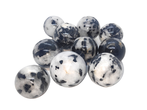 Black Tourmaline Spheres Gemstones - Polished Tourmaline, Varied Sizes, Black and White Color | High Quality, Smooth Surface, Elegant Design