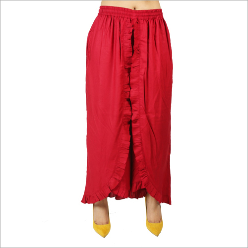 Rayon Skirt Palazzo - All Season Casual Wear , Waist Button and Zipper Fly for Perfect Fit, Available in Sizes S, M, L, XL