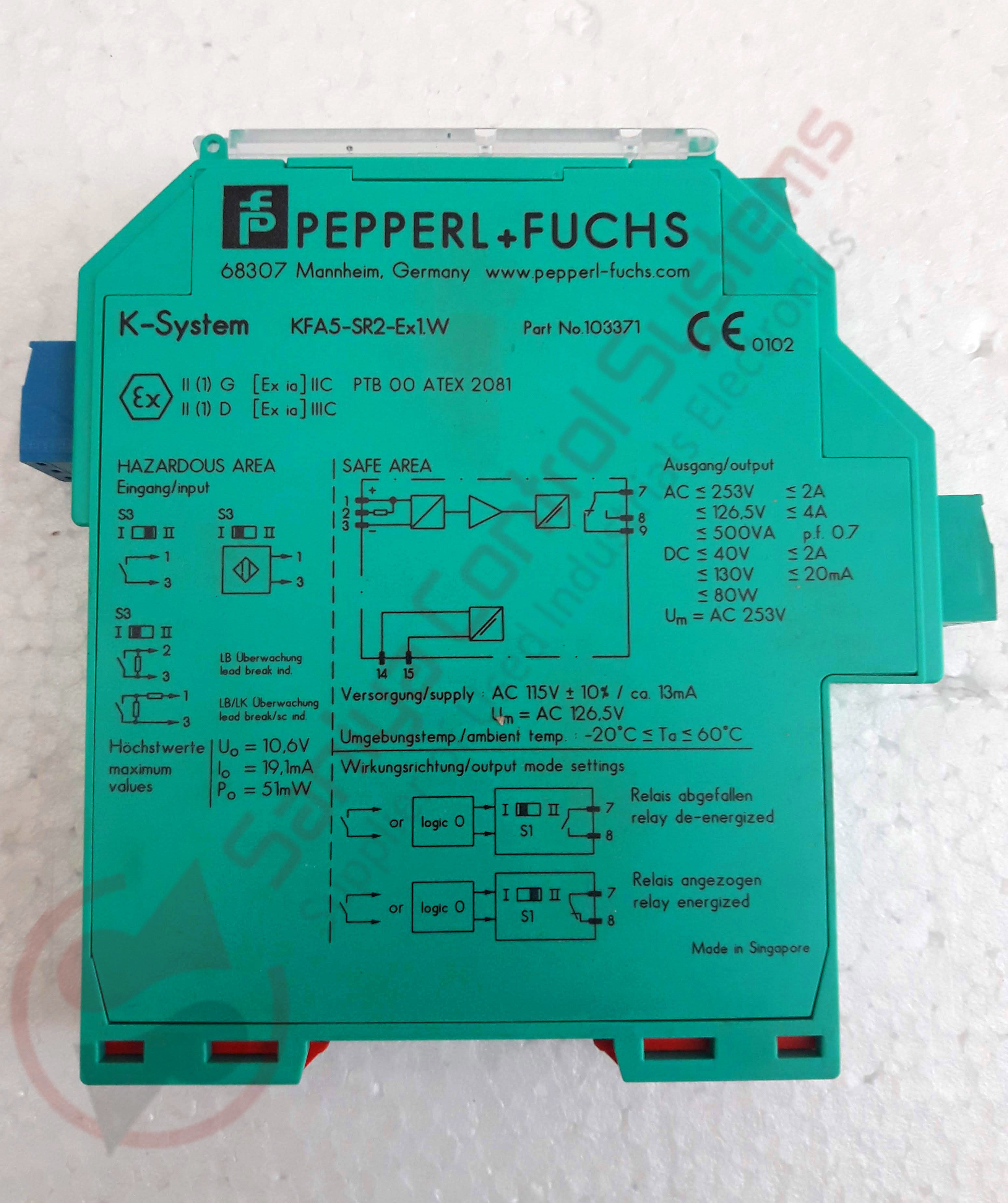 Switch Amplifier Connection Assembly - Kfa5-sr2-ex1.w, Green Color | Model No.: 103371, Serial No.: 40000007712424, New In Box