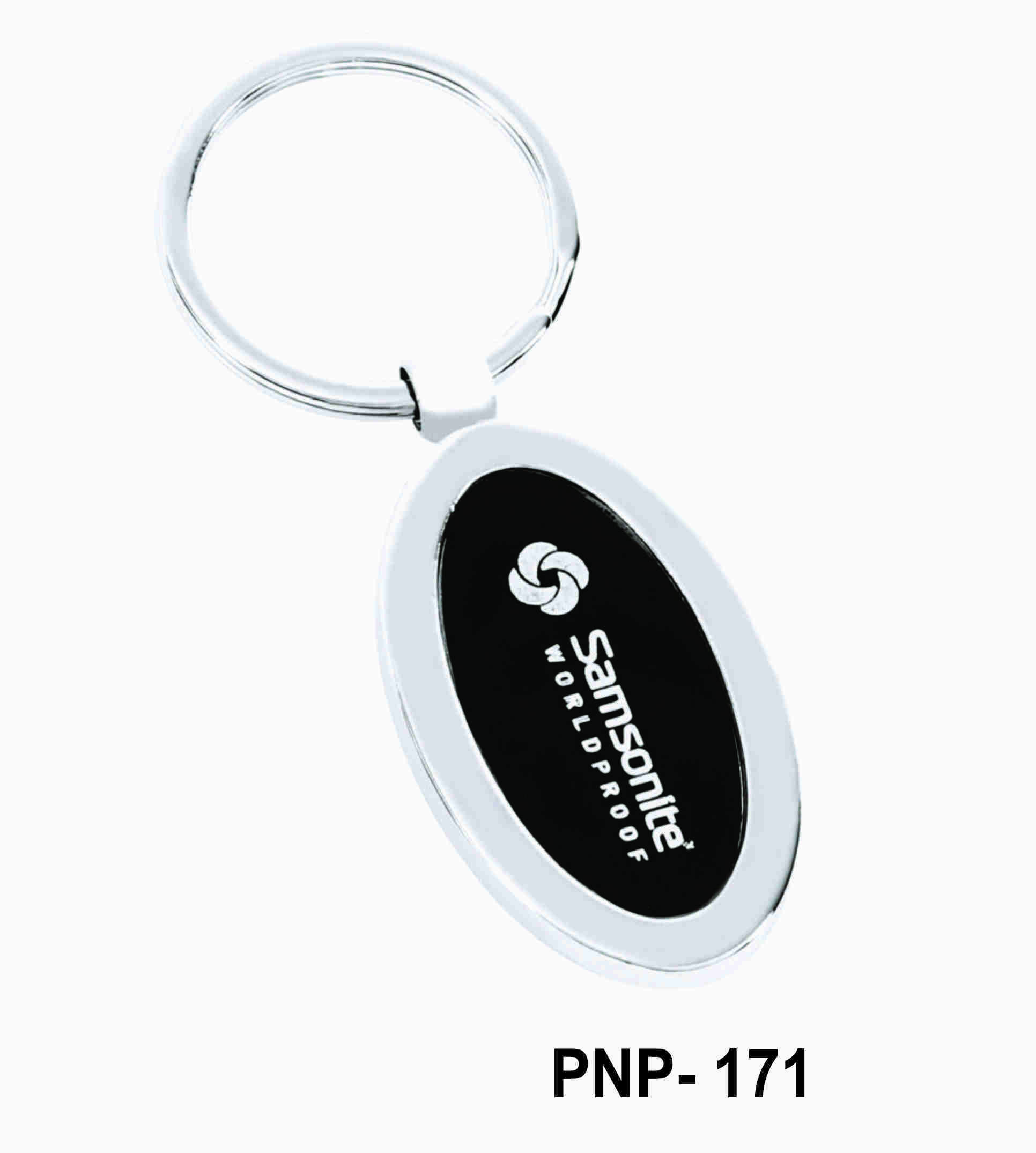 Oval Shape Metal Keychain - Chrome Finish | Custom Logo Engraving & Tagline Personalization For Corporate Gifting