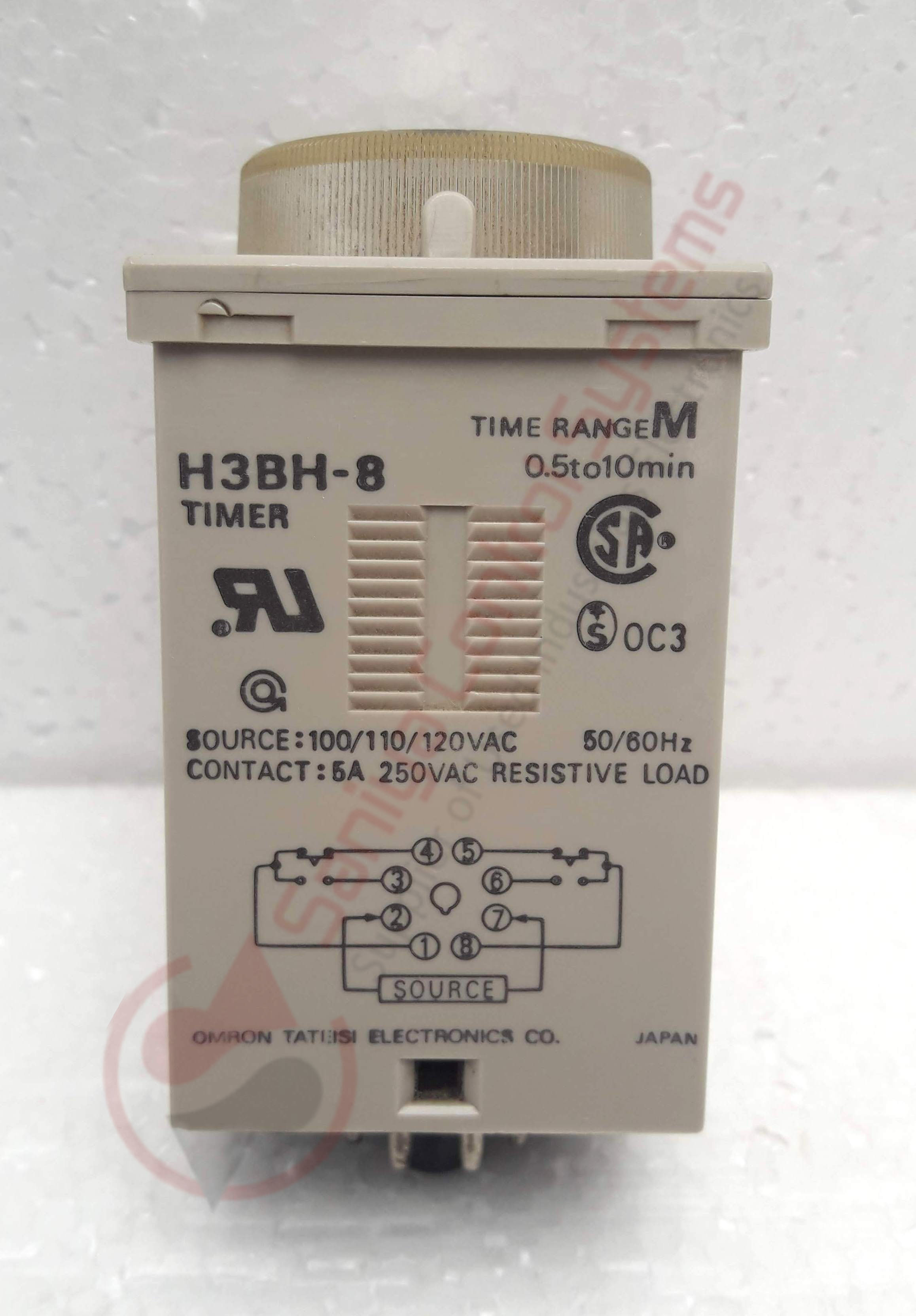 0.5s-10s Timer - Omron H3bh-8 Ac100/110/120v, 0.5 To 10 Min Time Range, Cream Color, 50/60hz Power Supply, 5a 250v Ac Contact