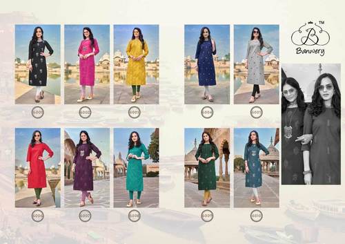 Blend V-6 - Heavy Magic Cotton, 46-Inch Length in M, L, XL, XXL | Features Embroidery Work, Quick Dry, Washable, 3-4th Sleeve, Traditional Style