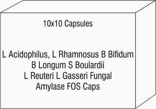 एल एसिडोफिलस एल रम्नोसस बी बिफिडम बी लोंगम एस बोलार्डी एल रेउटेरी एल गैसेरी फंगल एमाइलेज एफओएस कैप्स