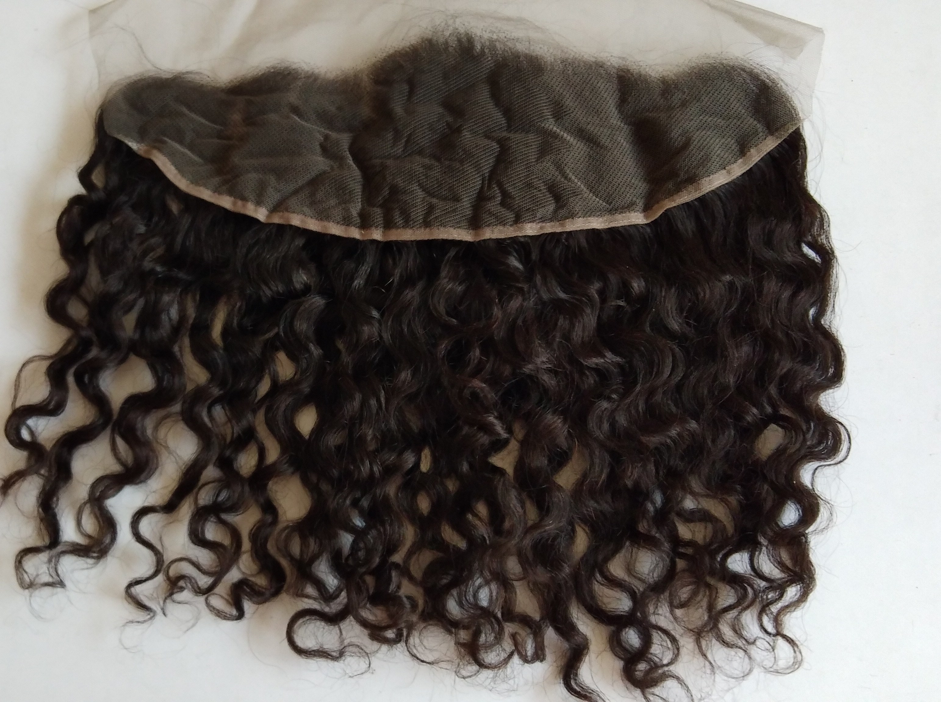 Natural Remy Curly Transparent Swiss Lace Frontal Application: Profesional