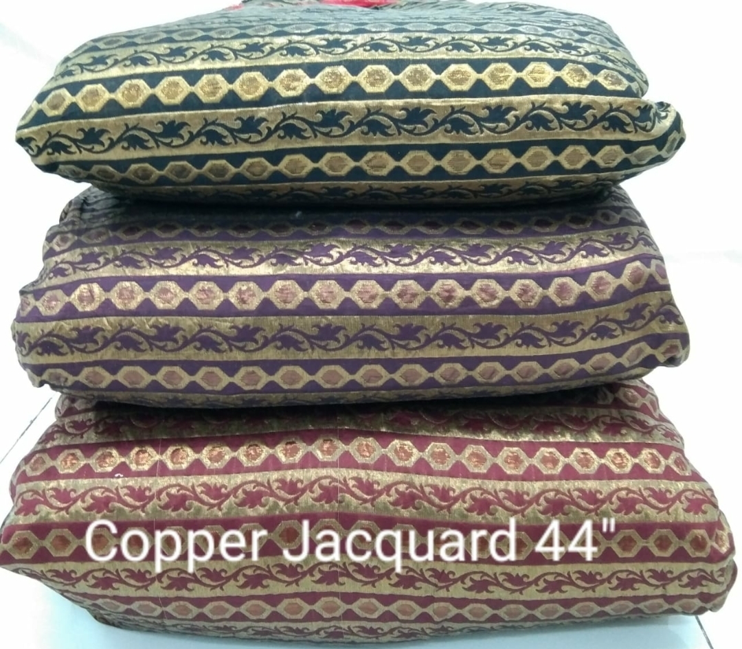 Designer Copper Jacquard Fabric - 44 To 60 Inches Wide, 100 Cm Length | Washable, Multipurpose Use, Available In All Light & Dark Colors