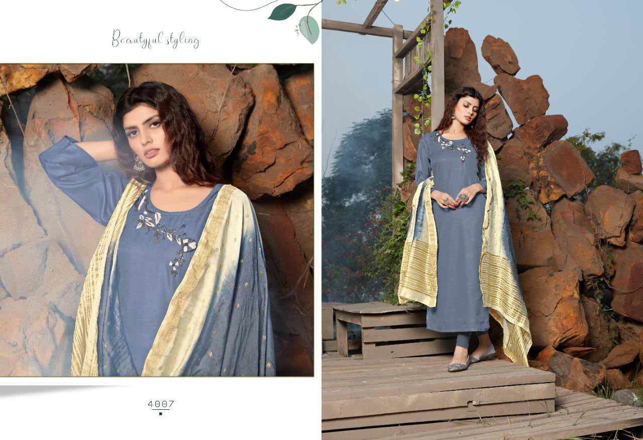Dry Cleaning Cross Vol 4 Designer Silk Kurtis With Dupatta