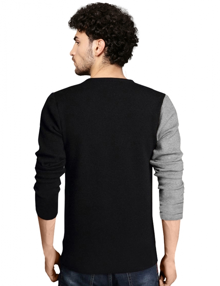 Men's Round Neck Full Sleeve Grey T-shirt - Cotton Fabric, Sizes S-xxl, Grey Black Color, Long Sleeves, O-neck Collar, Slim Fit Style