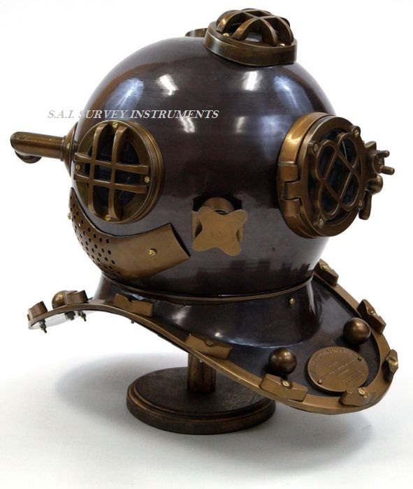 Antique Divers Helmet - 17.75 X 16 Inch, Handmade Brass/iron/aluminum In Antique Finish | Collectible Nautical Marine Gift