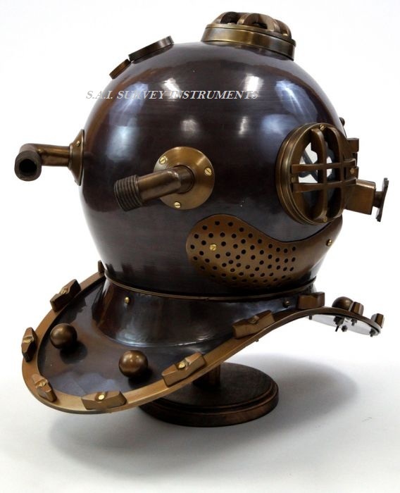 Antique Divers Helmet - 17.75 X 16 Inch, Handmade Brass/iron/aluminum In Antique Finish | Collectible Nautical Marine Gift