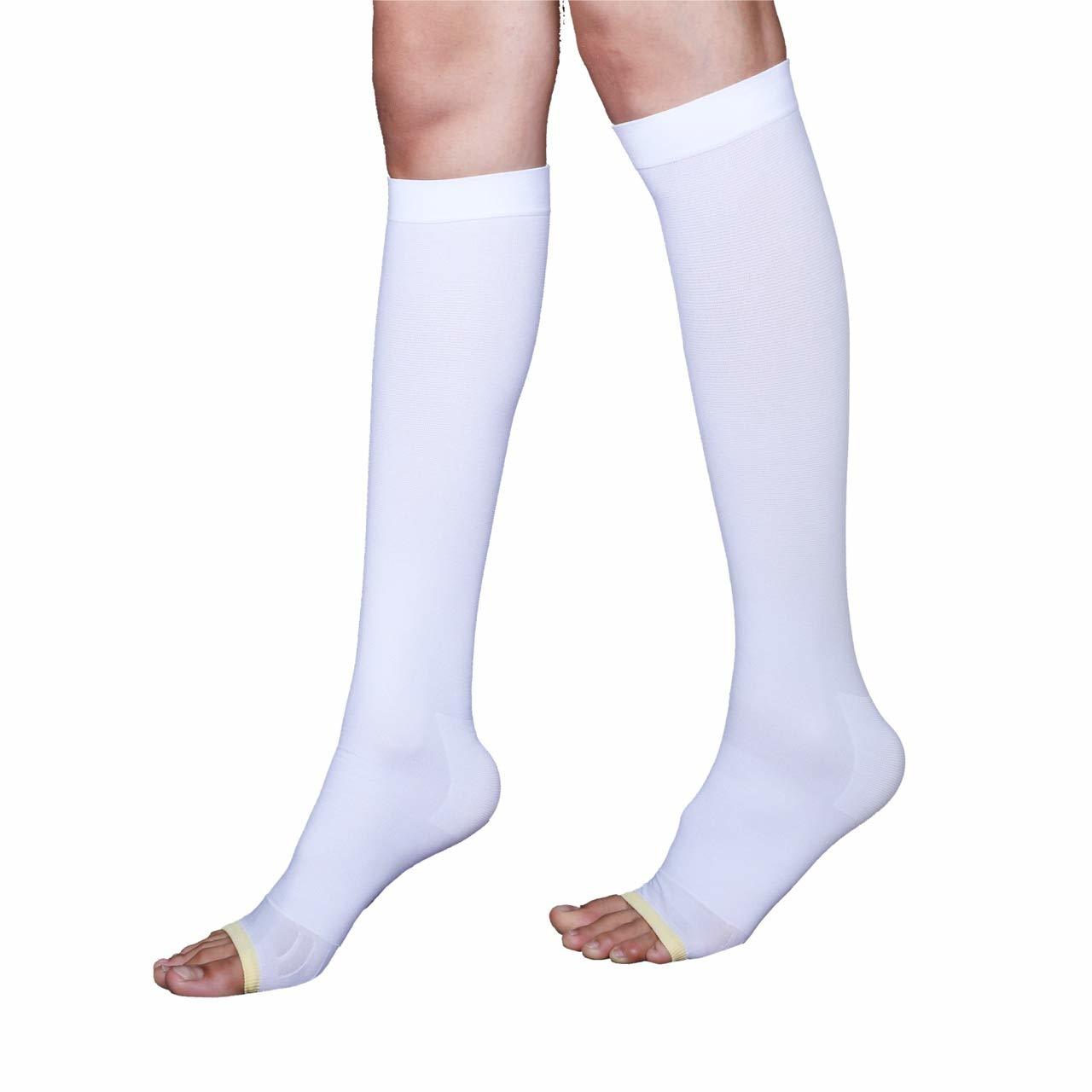 Compression Stocking - Nylon, Spandex, Open Toe, Thigh High | 20-30 Mmhg Compression, Available In Extra Small To Triple Xl, Machine Washable