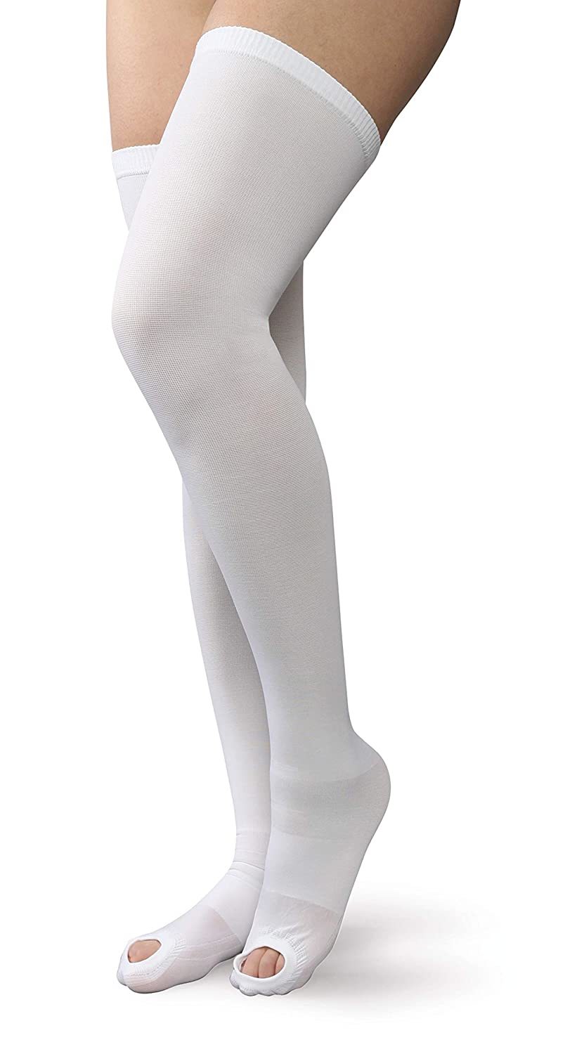 Compression Stocking - Nylon, Spandex, Open Toe, Thigh High | 20-30 Mmhg Compression, Available In Extra Small To Triple Xl, Machine Washable