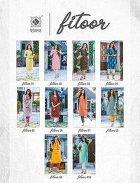 Dry Cleaning Fitoor Designer Daily Wear Rayon Kurtis With Pant