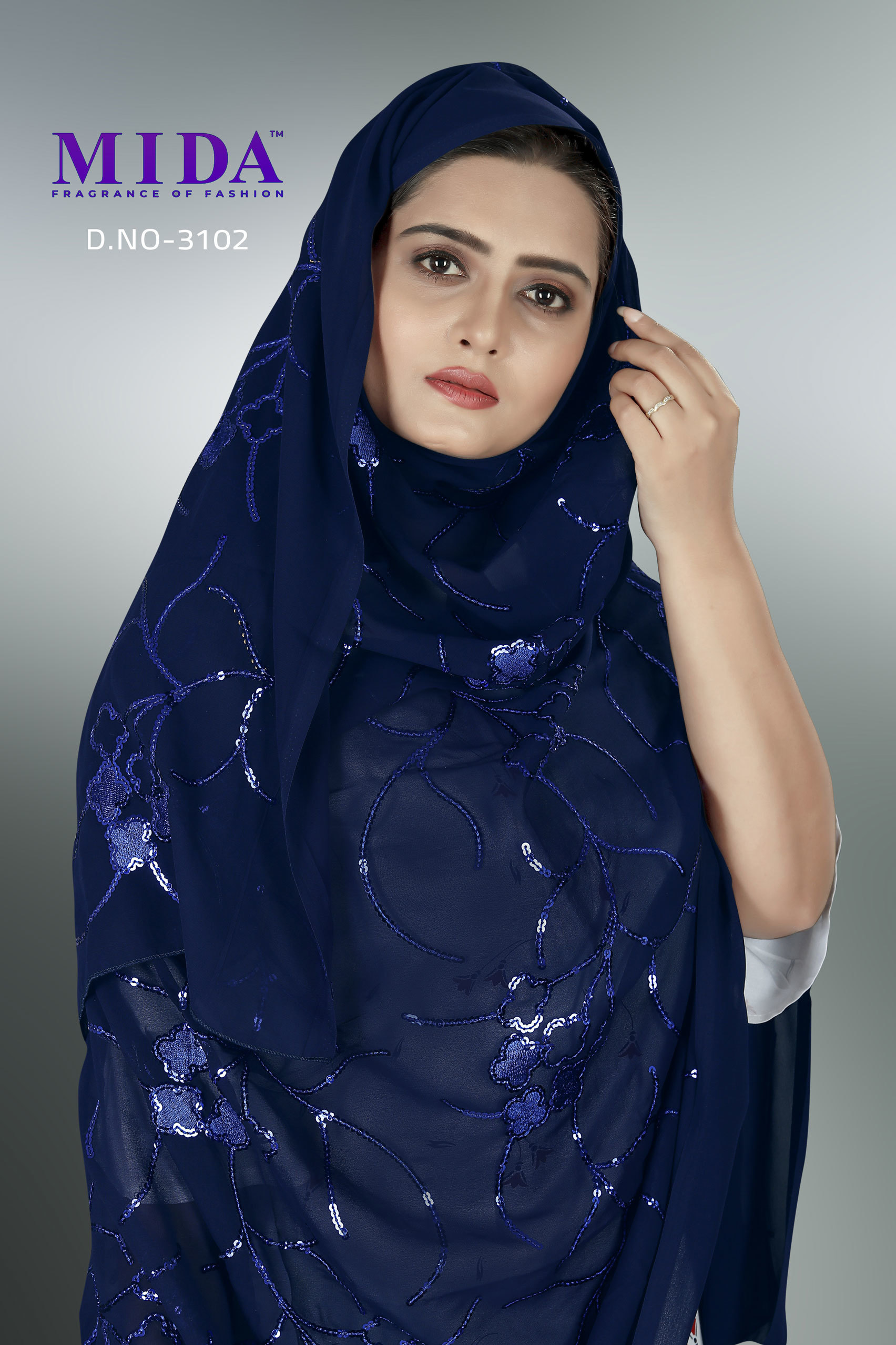 African Women Sequins Embroidered Hijab Scarf - Chiffon/georgette, 112x230 Centimeters, All Colors Available - Long, Machine Made, Seasonal Versatility, Daily Use