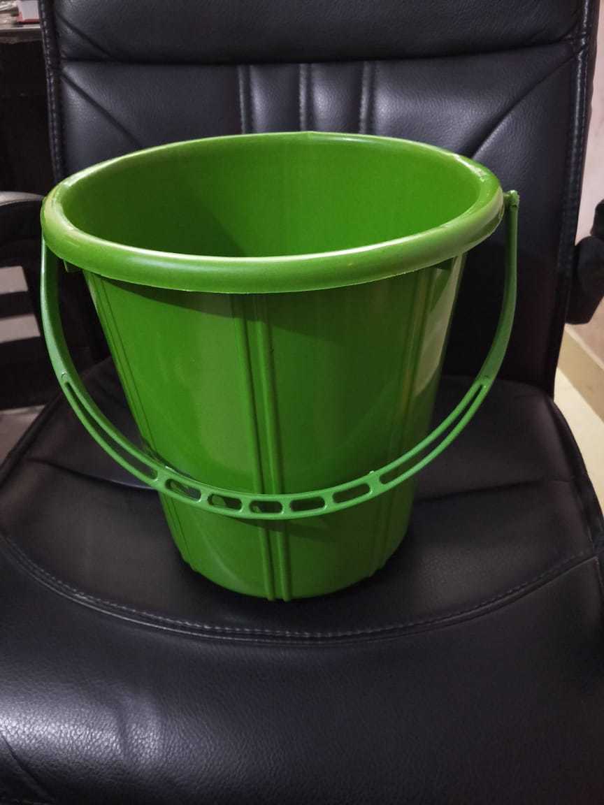 Plastic Dustbin - Rigid Ppcp Material, 10l Size, 28.5 Cm Length, Red/blue/green/orange Colors | Round Shape, Injection Moulding