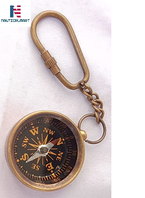 Metal Brass Nautical Keychain Marine Compass Keychain Assorted Key Ring Gift