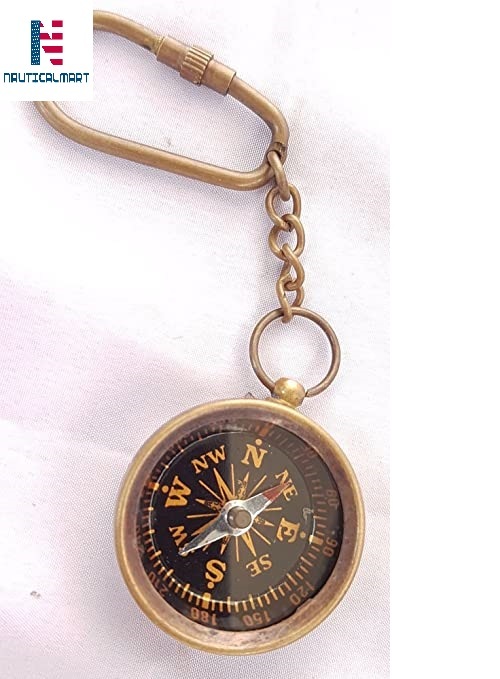 Metal Brass Nautical Keychain Marine Compass Keychain Assorted Key Ring Gift