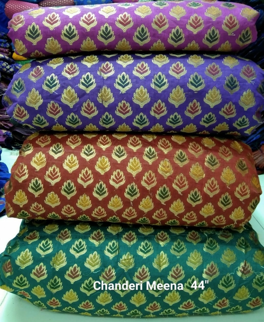 Chanderi Jari Butta Fabrics - Jacquard Material, 100 Cm Length, Width Ranges 44-60 Inches, Available In Light & Dark Colors, Multipurpose Use