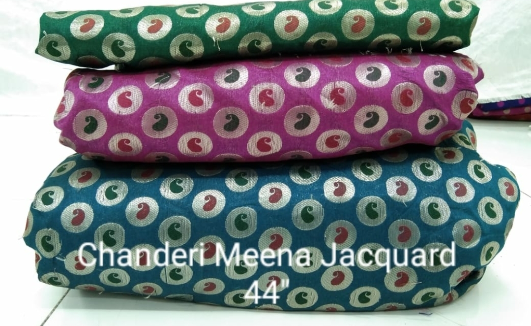 Chanderi Jari Butta Fabrics - Jacquard Material, 100 Cm Length, Width Ranges 44-60 Inches, Available In Light & Dark Colors, Multipurpose Use