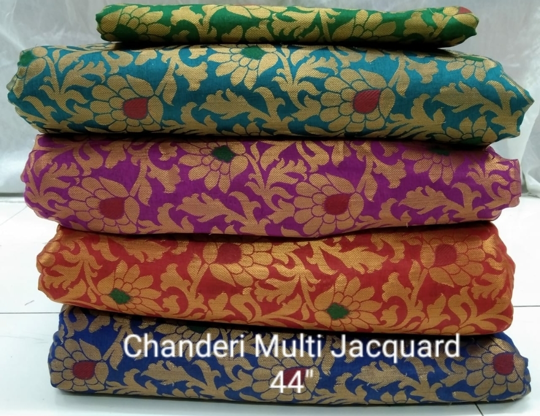 Chanderi Jari Butta Fabrics - Jacquard Material, 100 Cm Length, Width Ranges 44-60 Inches, Available In Light & Dark Colors, Multipurpose Use