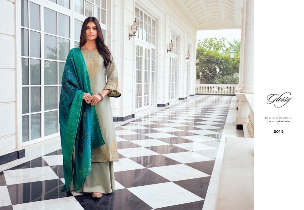 Multi Color Glossy Arabella Viscose Dola Jacquard With Work Designer Suit Catalog