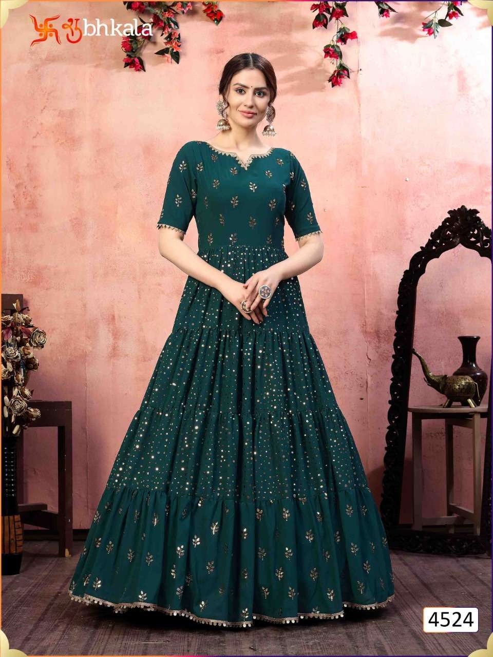 Multi Color Shubhkala Flory Vol 12 Silk Georgette Designer Gown Catalog Collection
