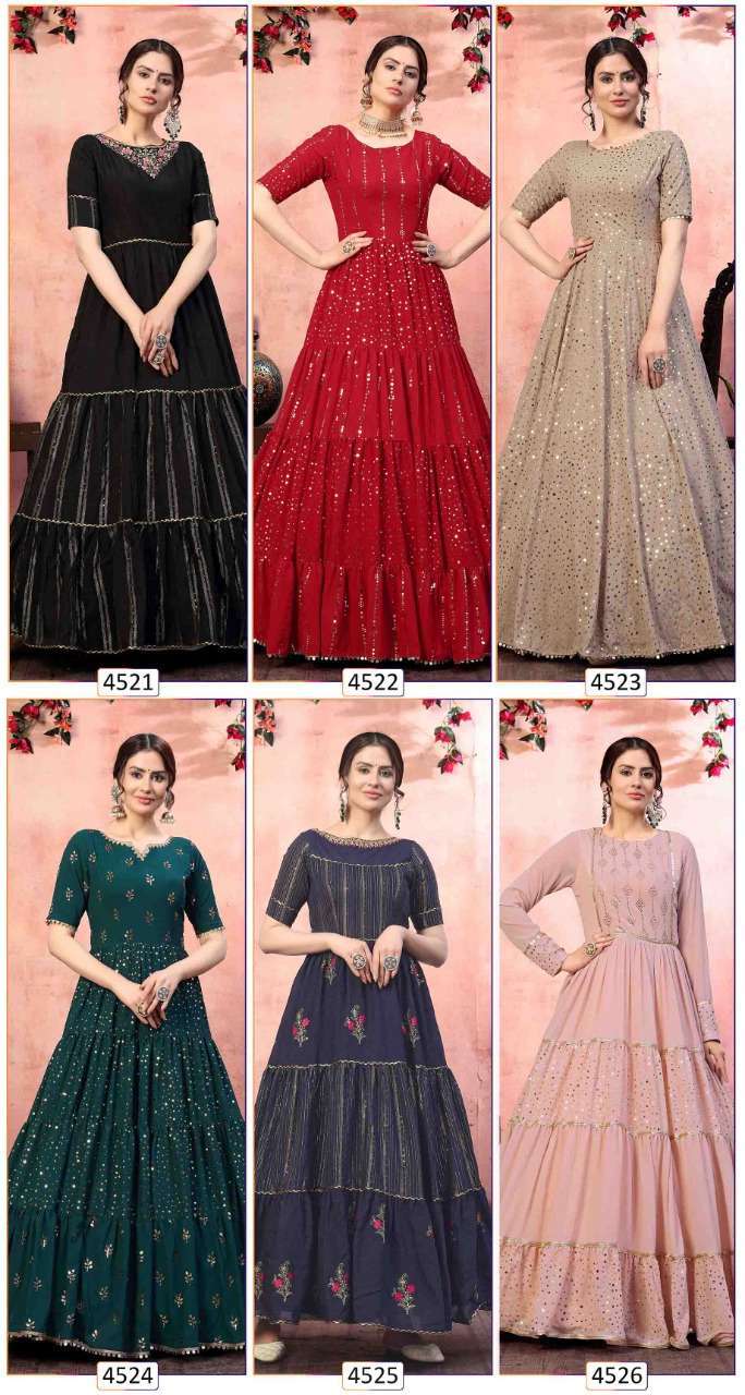 Multi Color Shubhkala Flory Vol 12 Silk Georgette Designer Gown Catalog Collection