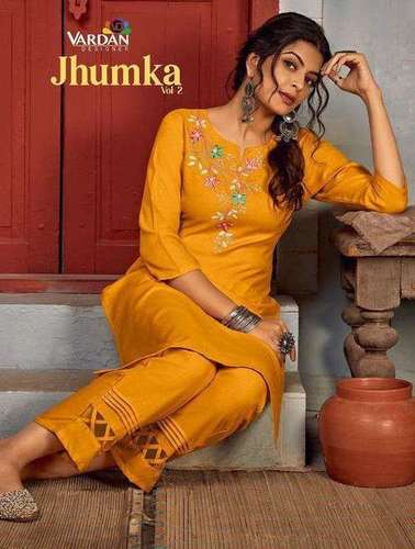 Multi Color Vardan Designer Jhumka Vol 2 Rayon With Embroidery Work Kurti Catalog