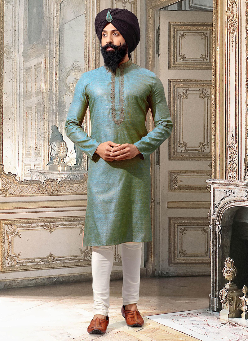 Multi Color Designer Party Wear Silk Kurta With Pajama Catalog Collection