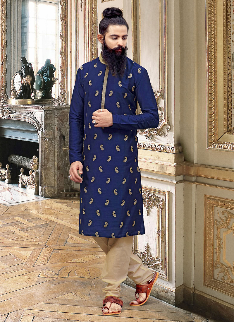 Multi Color Designer Party Wear Silk Kurta With Pajama Catalog Collection