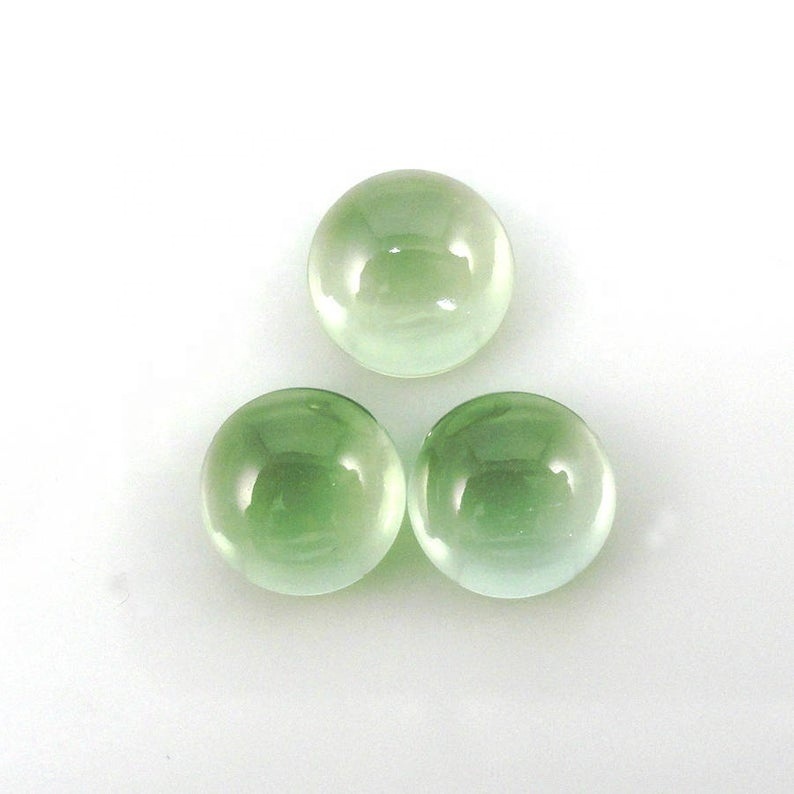 9mm Green Amethyst Round Cabochon Loose Gemstones Grade: Aaa