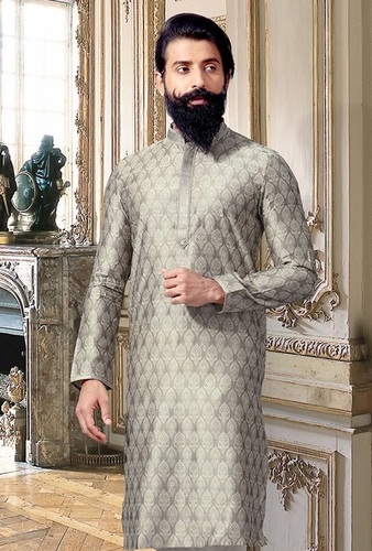 Designer Party Wear Silk Kurta With Pajama - Sizes S-34 to 4XL-46, Multi Color, Long Sleeve, Printed Fabric, Dry Clean & Washable
