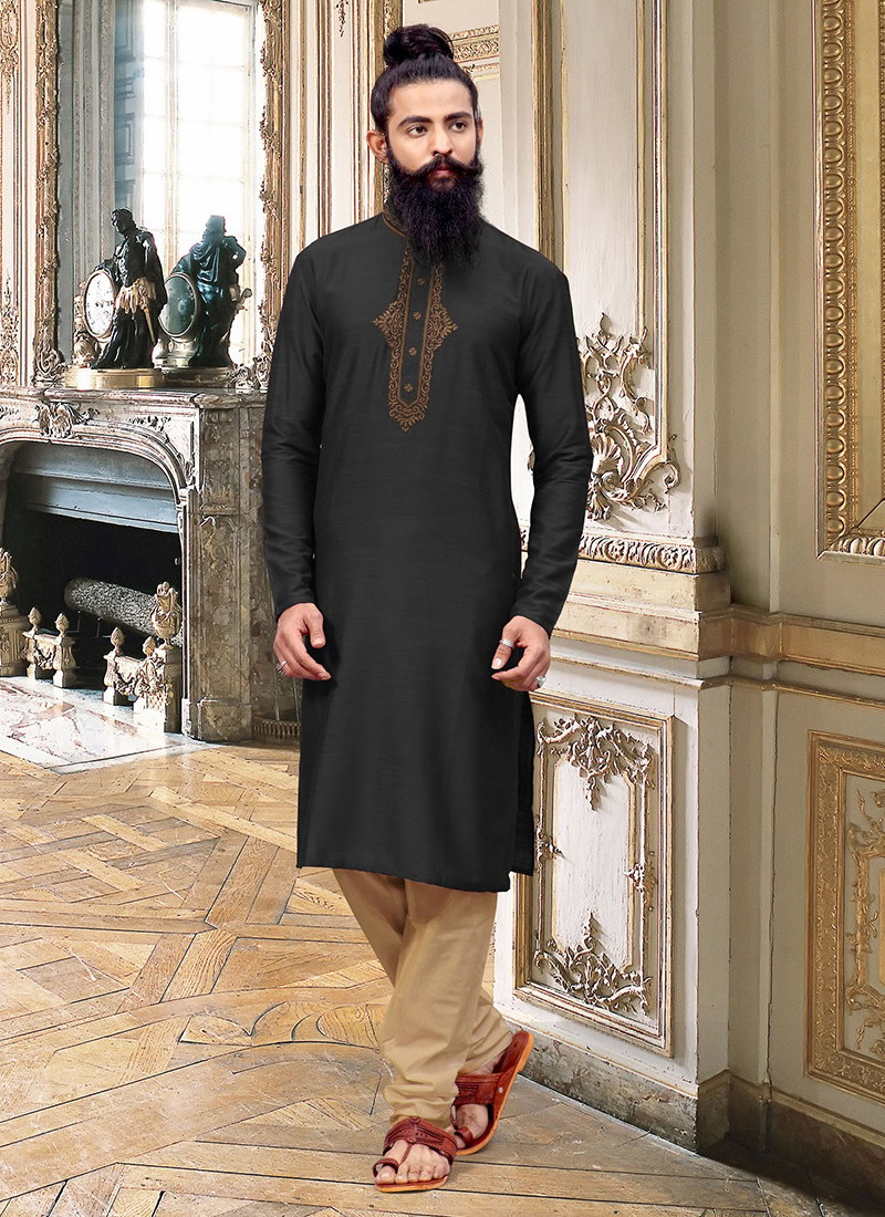 Designer Party Wear Silk Kurta With Pajama - Sizes S-34 To 4xl-46, Multi Color, Long Sleeve, Printed Fabric, Dry Clean & Washable
