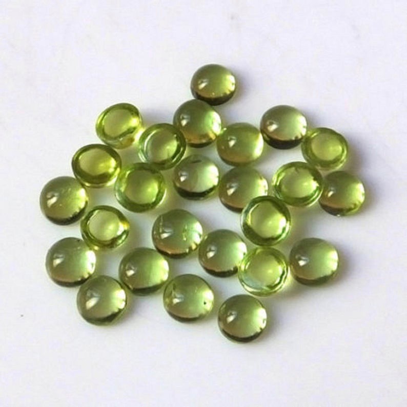7mm Peridot Round Cabochon Loose Gemstones Grade: Aaa