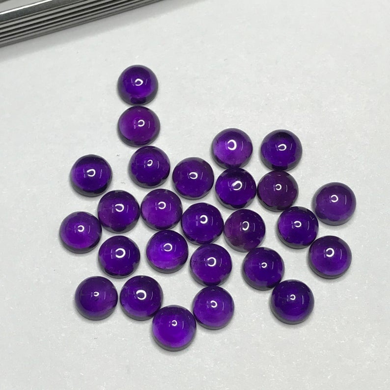 9mm African Amethyst Round Cabochon Loose Gemstones Grade: Aaa