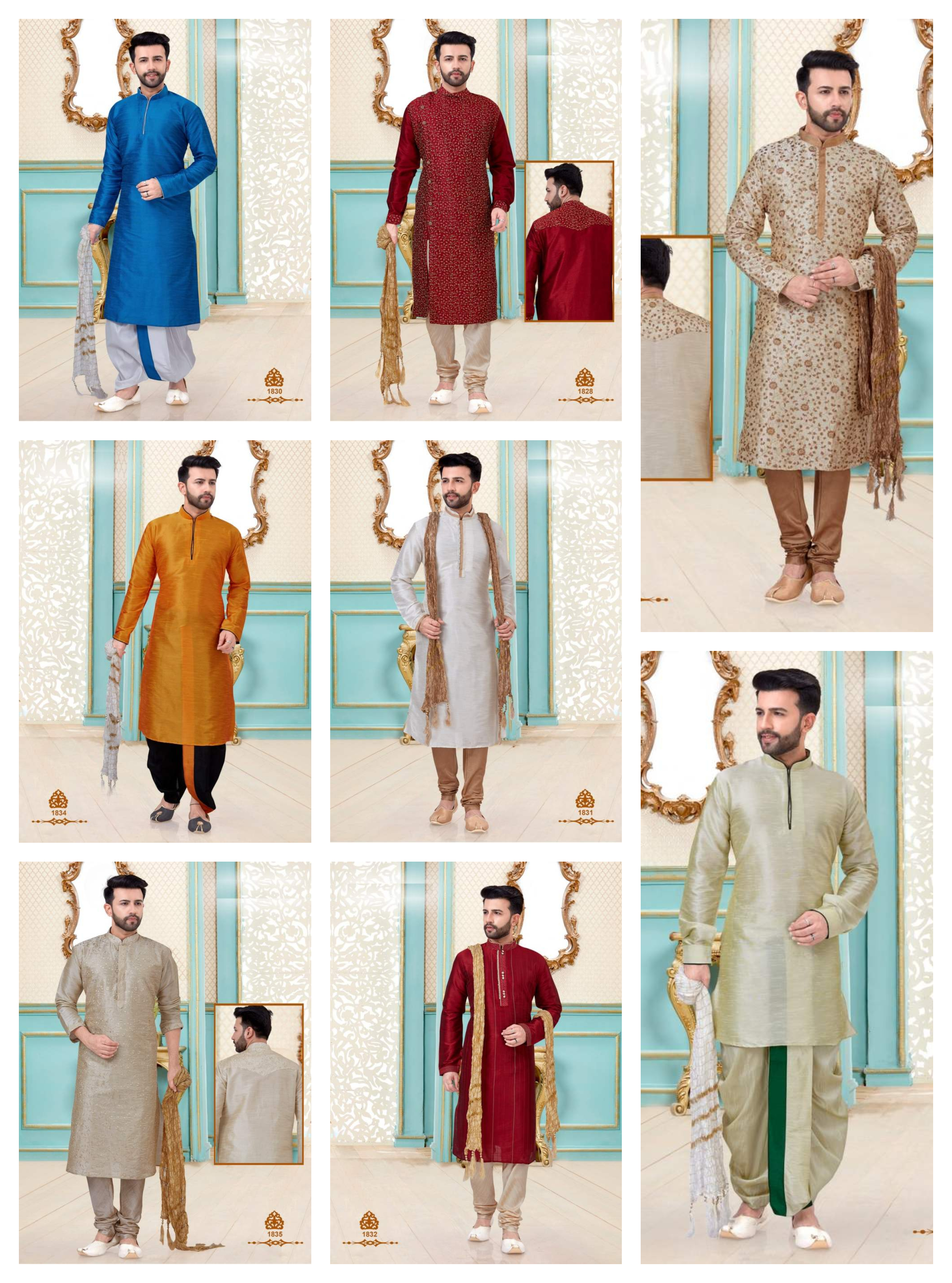 Multi Color Festive Wear Mens Vol 2 Designer Kurta Payjama Mens Wear Catalog Collection