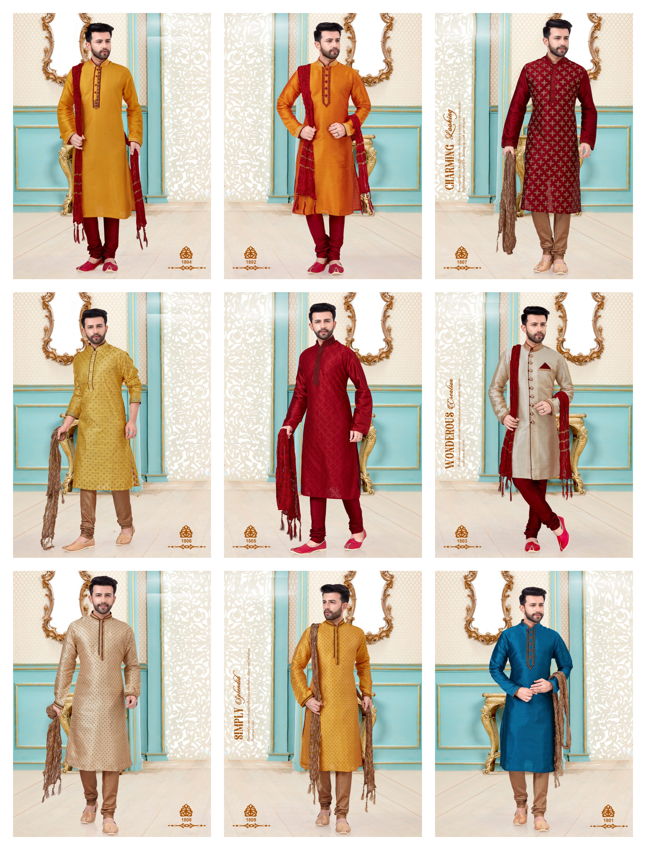 Multi Color Festive Wear Exclusive Kurta With Dhoti Style Mens Wear Catalog Collection