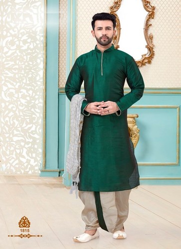 Multi Color Designer Dupion Silk Festive Wear Kurta With Dhoti Mens Wear Catalog Collection