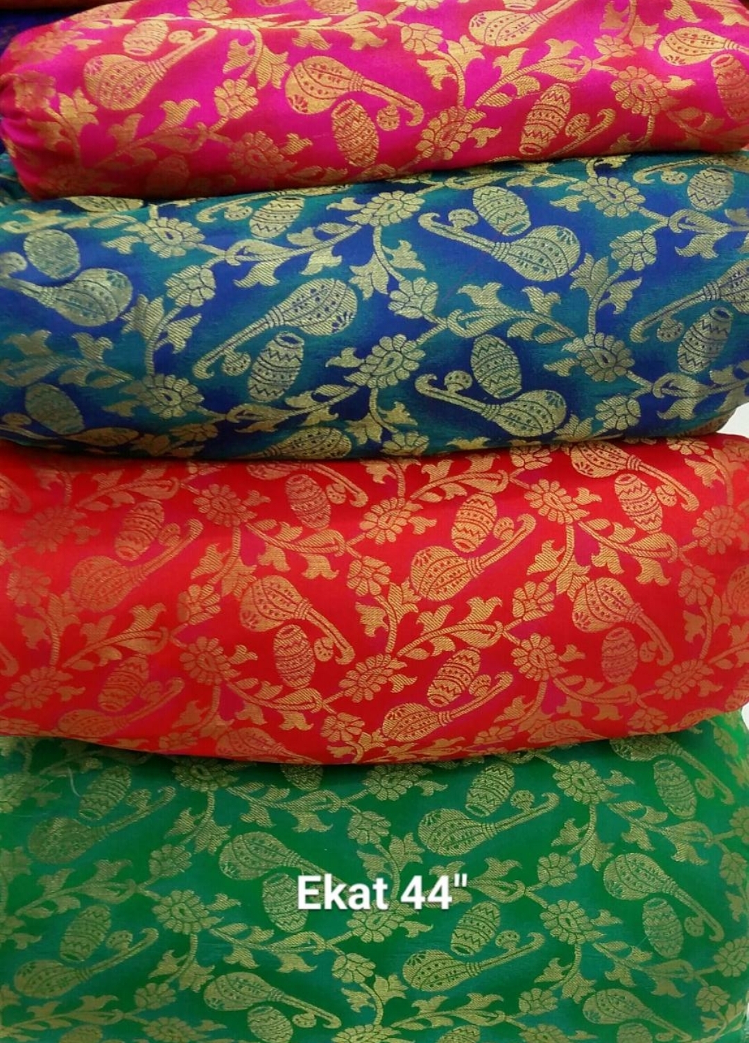 Ikat Brocade Fabric - 44" Width, 100 Cm Length | Multipurpose Use, Available In Various Light & Dark Colours, Washable Quality
