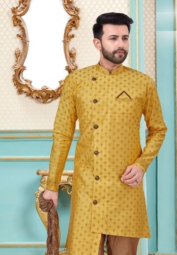 Multi Color Baanarasi Silk Designer Mens Kurta With Dhoti Style Mens Wear Catalog Collection