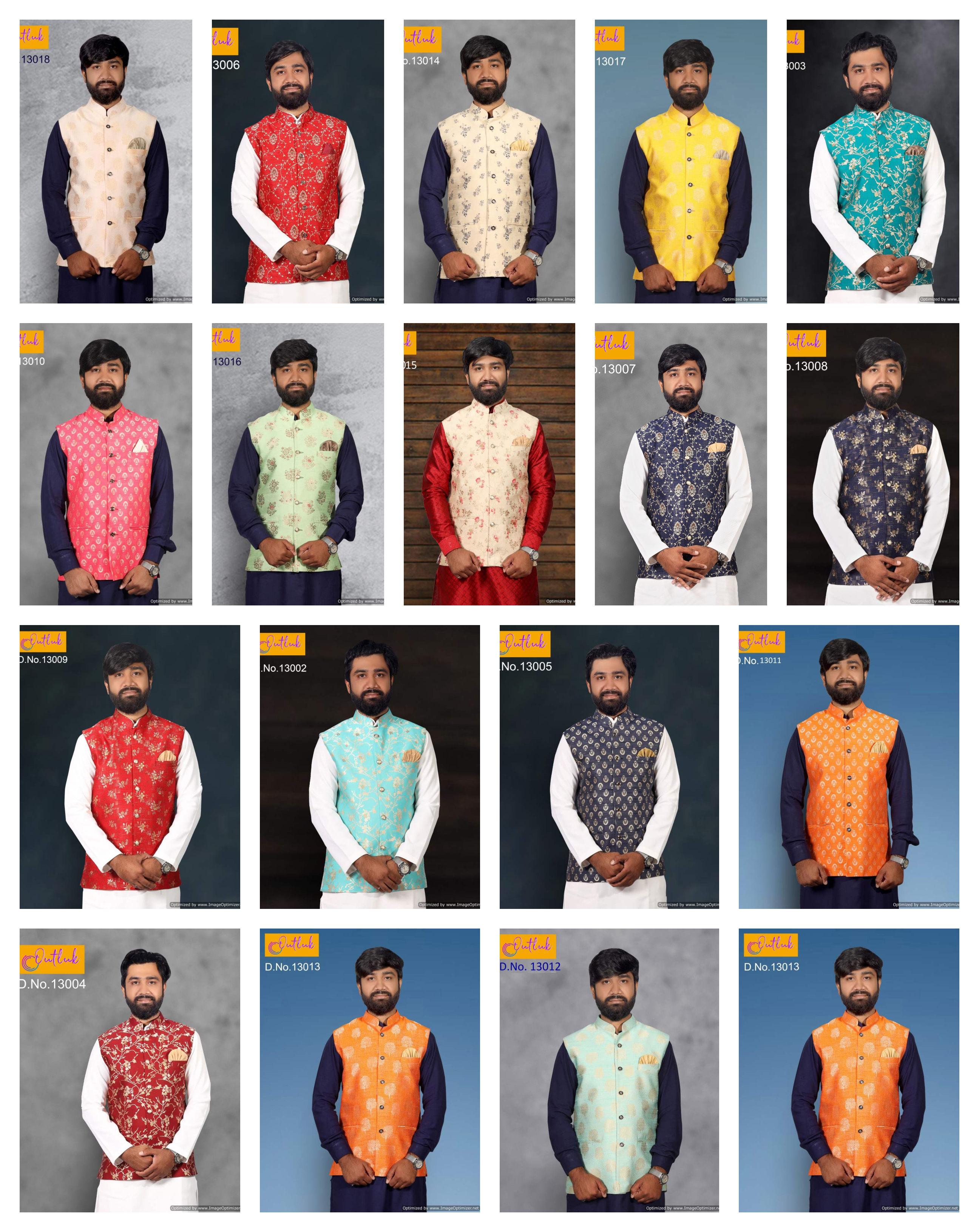 Multi Color Outlook Vol 13 Festive Wear Jacket Mens Wear Catalog Collection