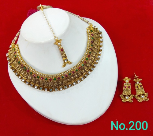 Necklace Set - Ruby Charms Necklace and Earring Set, Free Size, for Parties, Anniversaries, Engagements, Traditional Design with Intricate Detailing